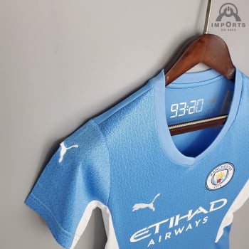 Camisa Manchester City I 21/22 Versão Feminina + Personalização Grátis
