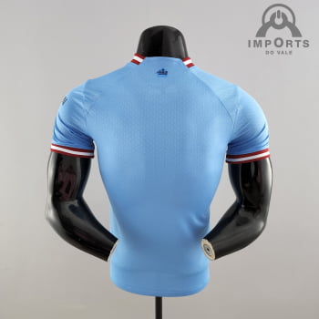Camisa Manchester City l 22/23 Versão Jogador + Personalização Grátis
