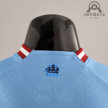 Camisa Manchester City l 22/23 Versão Jogador + Personalização Grátis