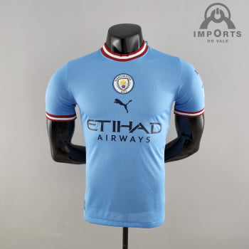 Camisa Manchester City l 22/23 Versão Jogador + Personalização Grátis