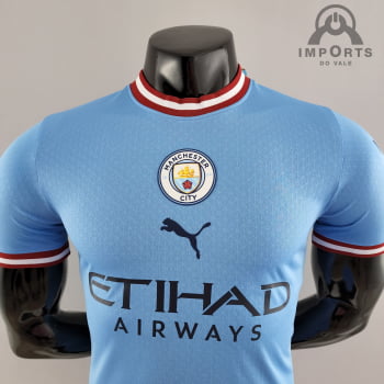 Camisa Manchester City l 22/23 Versão Jogador + Personalização Grátis