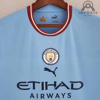 Camisa Manchester City l 22/23 Versão Torcedor + Personalização Grátis 