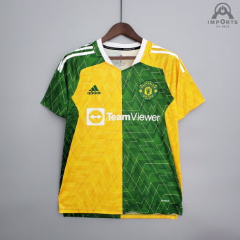 Camisa Manchester United 21/22 Treino - Verde/amarelo