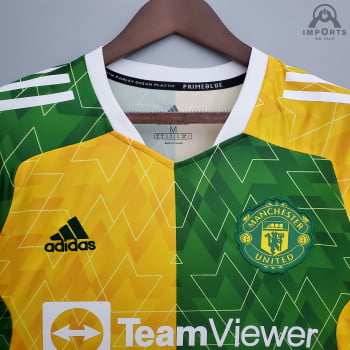Camisa Manchester United 21/22 Treino - Verde/amarelo