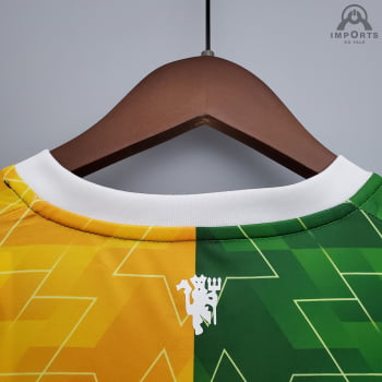 Camisa Manchester United 21/22 Treino - Verde/amarelo