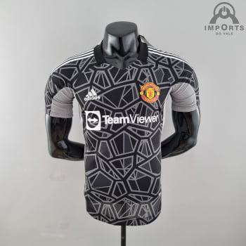 Camisa Manchester United 22/23 Versão Jogador Goleiro Preta + Personalização Grátis  