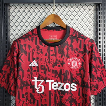 Camisa Manchester United 23/24 Treino - Vermelha/preta 