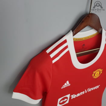 Camisa Manchester United I 21/22 Versão Feminina + Personalização Grátis