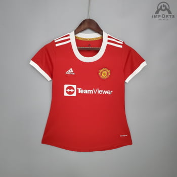Camisa Manchester United I 21/22 Versão Feminina + Personalização Grátis