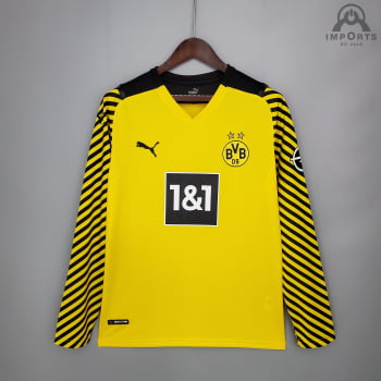 Camisa Borussia Dortmund I 21/22 Versão Torcedor Manga Longa + Personalização Grátis Camisa Borussia Dortmund I 21/22 Versão Torcedor Manga Longa + Personalização Grátis