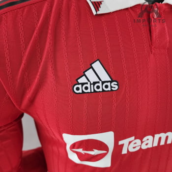 Camisa Manga Longa Manchester United l 22/23 Versão Jogador + Personalização Grátis