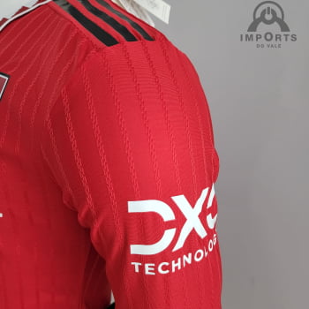 Camisa Manga Longa Manchester United l 22/23 Versão Jogador + Personalização Grátis