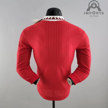 Camisa Manga Longa Manchester United l 22/23 Versão Jogador + Personalização Grátis