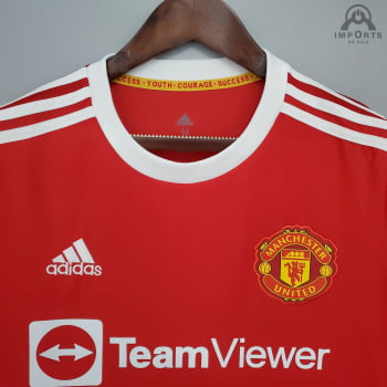 Camisa Manga Longa Manchester United I 21/22 Versão Torcedor + Personalização Grátis