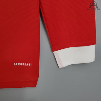 Camisa Manga Longa Manchester United I 21/22 Versão Torcedor + Personalização Grátis