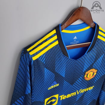 Camisa Manga Longa Manchester United II 21/22 Versão Torcedor + Personalização Grátis