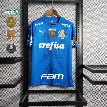 Camisa Palmeiras 22/23 Goleiro + Patrocínios + Patch Libertadores + Personalização Grátis - Azul