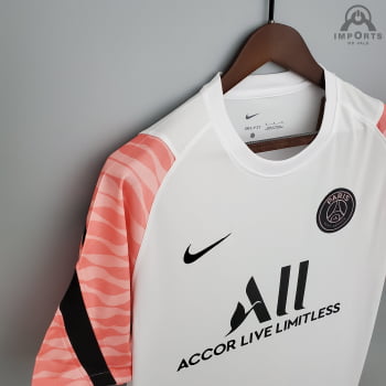 Camisa Paris Saint-Germain (PSG) 21/22 Treino - Branco/rosa bebê
