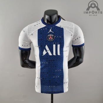Camisa Paris Saint-Germain 22/23 Versão Jogador Ed. Concept Branca e Azul  + Personalização Grátis 