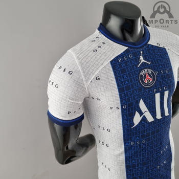 Camisa Paris Saint-Germain 22/23 Versão Jogador Ed. Concept Branca e Azul  + Personalização Grátis 