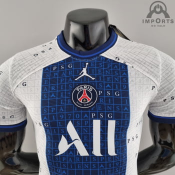 Camisa Paris Saint-Germain 22/23 Versão Jogador Ed. Concept Branca e Azul  + Personalização Grátis 