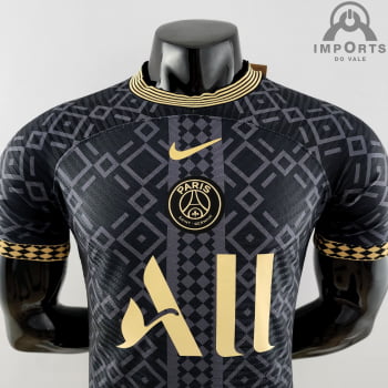 Camisa Paris Saint-Germain 22/23 Versão Jogador Ed. Especial Preta/dourada