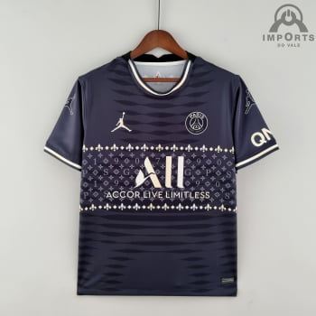 Camisa Paris Saint-Germain 22/23 Treino Versão Torcedor Preta + Personalização Grátis 