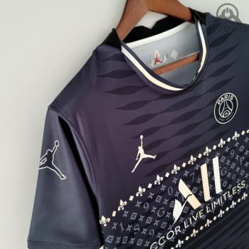 Camisa Paris Saint-Germain 22/23 Treino Versão Torcedor Preta + Personalização Grátis 