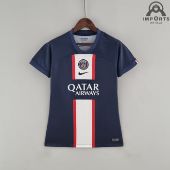 Camisa Paris Saint-Germain (PSG) I 22/23 Versão Feminina + Personalização Grátis Camisa Paris Saint-Germain (PSG) I 22/23 Versão Feminina + Personalização Grátis