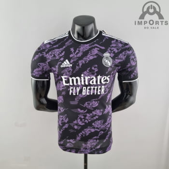 Camisa Real Madrid 22/23 Versão Jogador Ed. Especial Perto/lilás + Personalização Grátis 