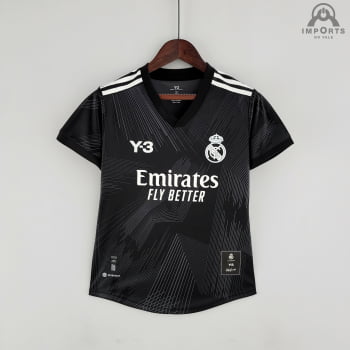 Camisa Real Madrid 2022 Versão Feminina Edição Especial Y3- Preto