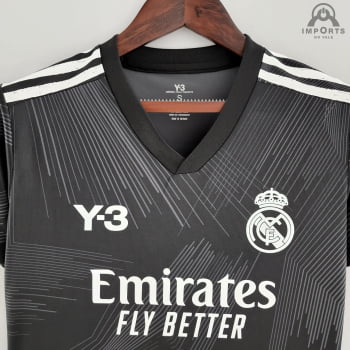 Camisa Real Madrid 2022 Versão Feminina Edição Especial Y3- Preto