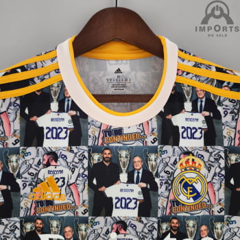 Camisa Real Madrid 22/23 Ed. Comemorativa Benzema Versão Torcedor + Personalização Grátis