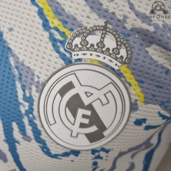 Camisa Real Madrid 22/23 Edição Especial Versão Jogador + Personalização Grátis - Branco/azul