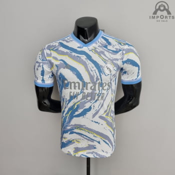 Camisa Real Madrid 22/23 Edição Especial Versão Jogador + Personalização Grátis - Branco/azul