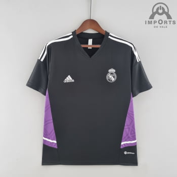 Camisa Real Madrid 22/23 Versão Torcedor Treino - Preta/Roxo
