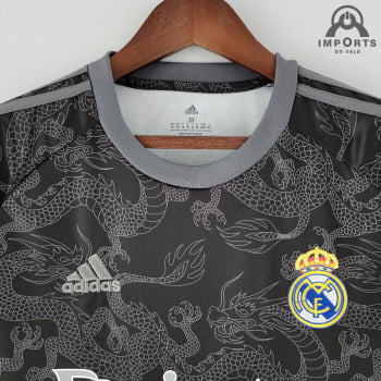 Camisa Real Madrid 22/23 Versão Torcedor Ed. Especial Dragão Preto + Personalização Grátis