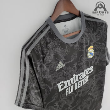 Camisa Real Madrid 22/23 Versão Torcedor Ed. Especial Dragão Preto + Personalização Grátis