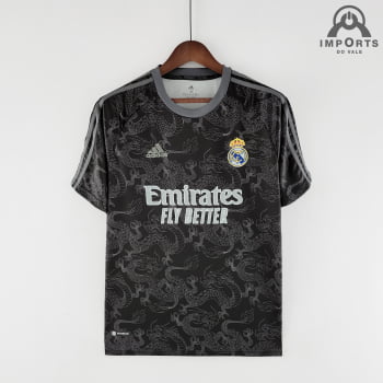 Camisa Real Madrid 22/23 Versão Torcedor Ed. Especial Dragão Preto + Personalização Grátis