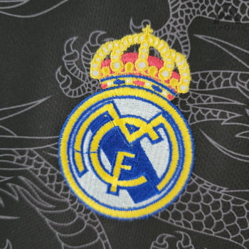 Camisa Real Madrid 22/23 Versão Torcedor Ed. Especial Dragão Preto + Personalização Grátis