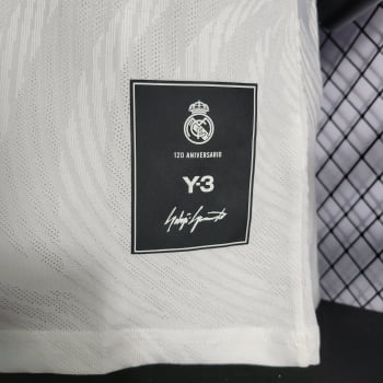 Camisa Real Madrid 22/23 Versão Jogador Y-3 Ed. Comemorativa 120 anos Branca + Personalização Grátis