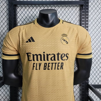 Camisa Real Madrid 23/24 Versão Jogador Ed. Especial Dourada + Personalização Grátis