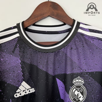 Camisa Real Madrid 23/24 Versão Torcedor Ed. Especial Preta/roxa + Personalização Grátis