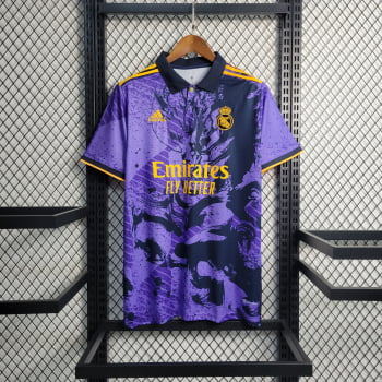Camisa Gola Polo Real Madrid 23/24 Versão Torcedor Ed. Especial Roxa