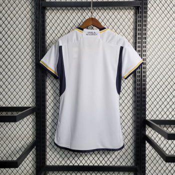 Camisa Real Madrid I 23/24 Versão Feminina + Patchs + Personalização Grátis
