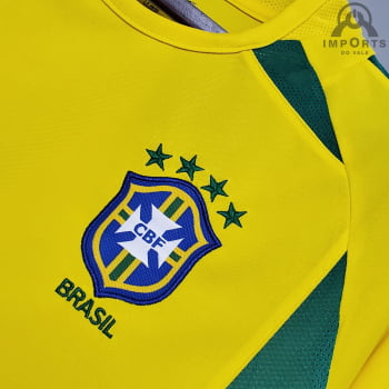 Camisa Retrô da Seleção Brasileira I 2002 Versão Torcedor + Personalização Grátis
