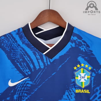 Camisa Seleção Brasileira 2022 Versão Torcedor Clássica Azul + Personalização Grátis