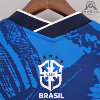 Camisa Seleção Brasileira 2022 Versão Torcedor Clássica Azul + Personalização Grátis