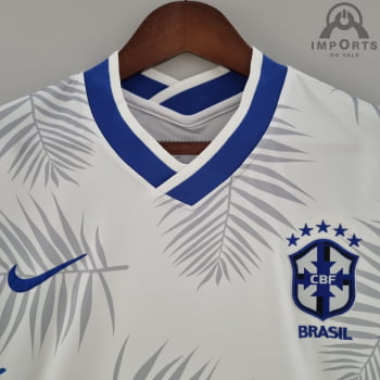 Camisa da Seleção Brasileira 2022 Clássica Branca Versão Torcedor + Personalização Grátis 
