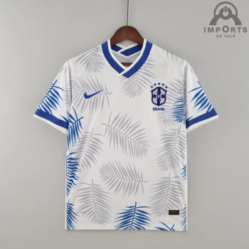 Camisa da Seleção Brasileira 2022 Clássica Branca Versão Torcedor + Personalização Grátis 